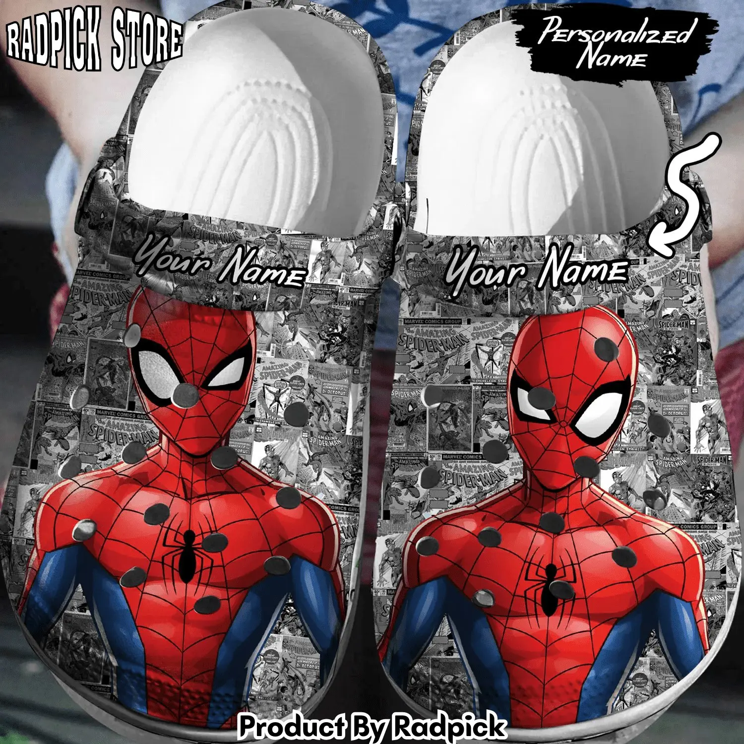 Radpick spider man crocss 3d clog shoes rp6521365